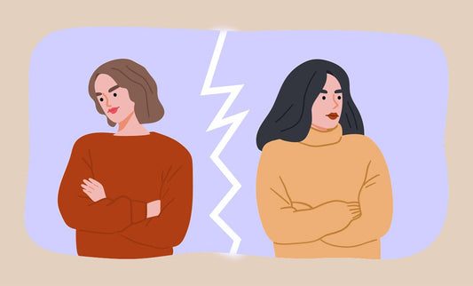 Illustration of 2 people mad and slit on screen