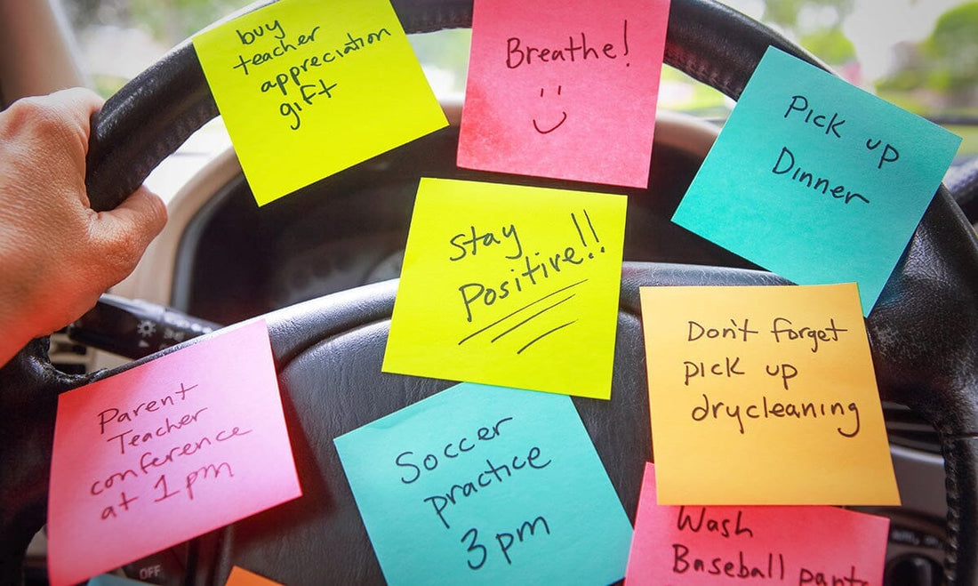 To do post-it notes on car steering wheel