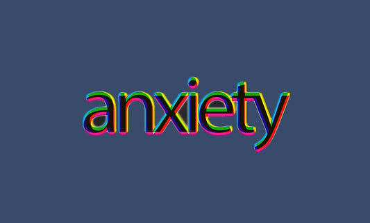 Anxiety word in neon against blue/black